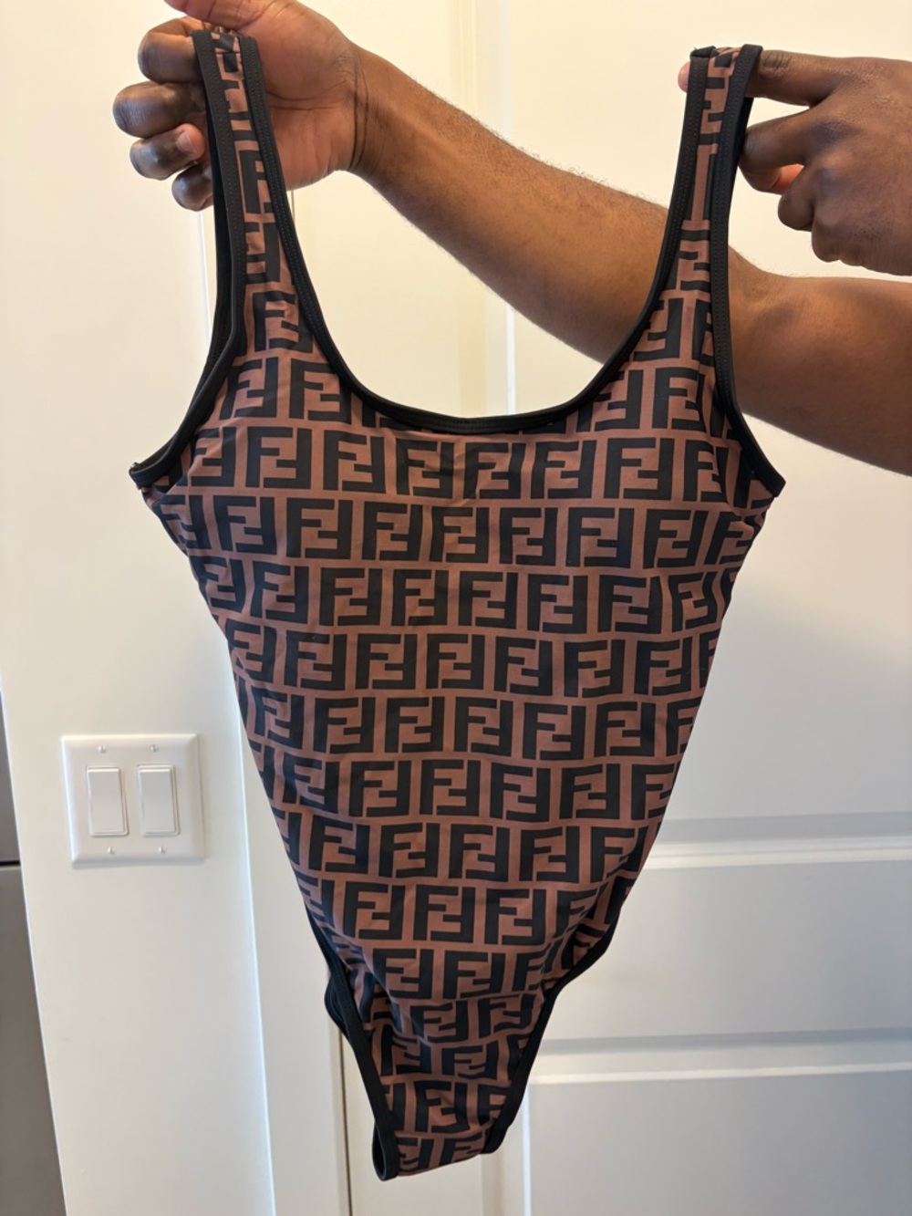 Monogram One-Piece Swimsuit - Brown/Black